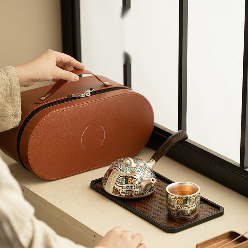 Silver Gilded Tea Set Package Gift Box