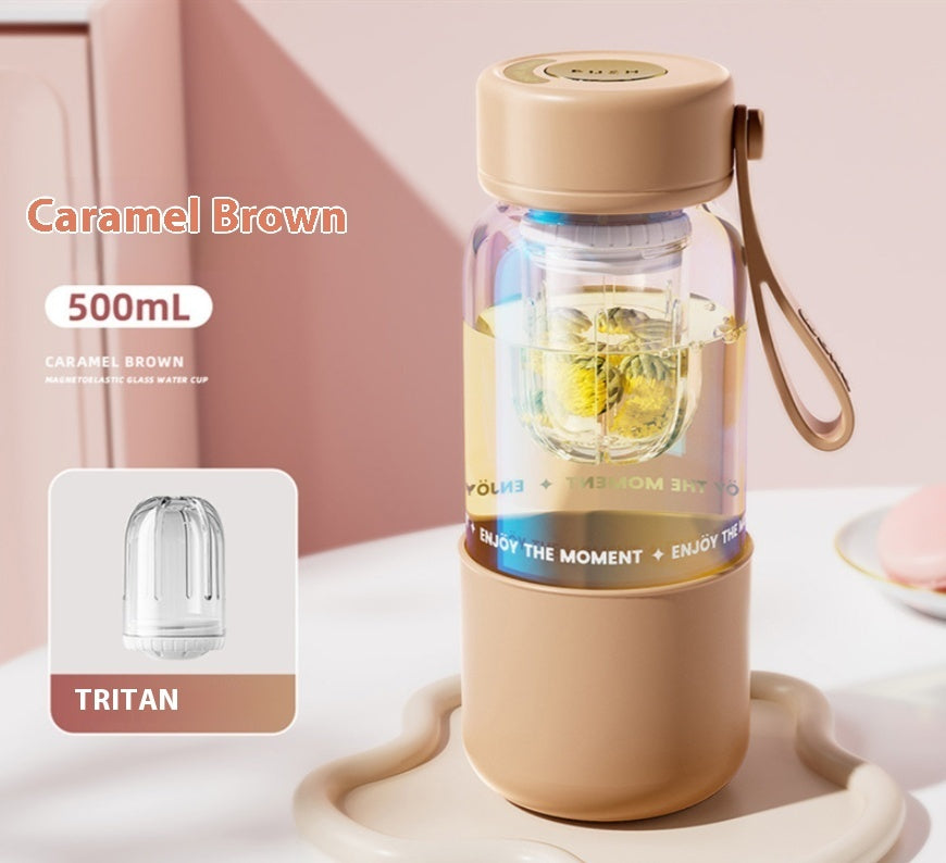 Magnetic Elastic Tea Water Separation Tea Cup Glass Cup With Lid