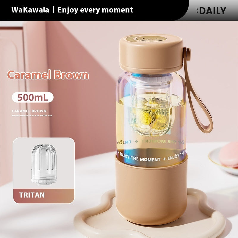 Magnetic Elastic Tea Water Separation Tea Cup Glass Cup With Lid