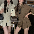 Versatile Fashion Mid-length Waist Trimming Versatile Shirt