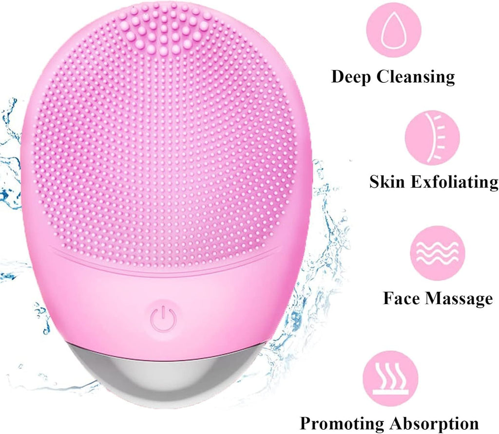 High Frequency Vibration Silicone Facial Cleansing Brush USB Rechargeable Electric Waterproof Silicone Facial Cleanser Thanksgiving Gift Christmas Gift Unisex