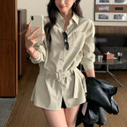 Versatile Fashion Mid-length Waist Trimming Versatile Shirt